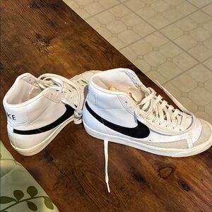 Nike White High-Tops with Black Swoosh
